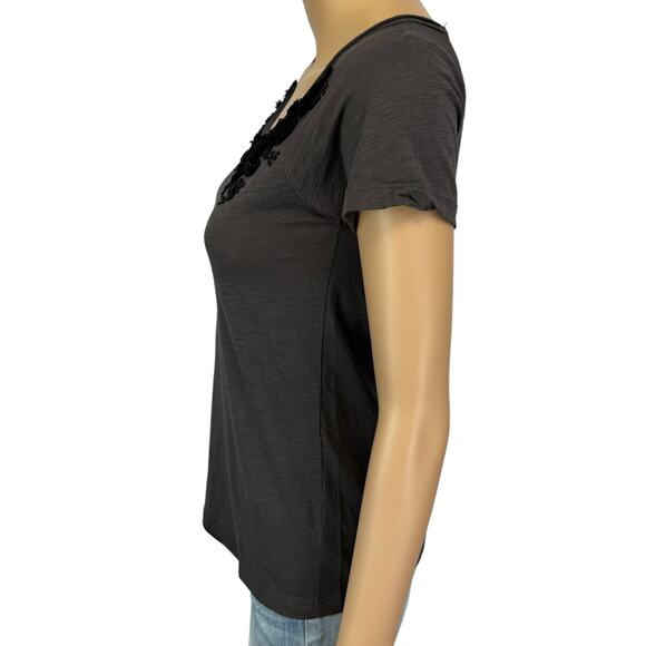 2/$30 J. Crew Embellished Jeweled Beaded Applique Top Gray 27742 Size XS - Picture 6 of 13